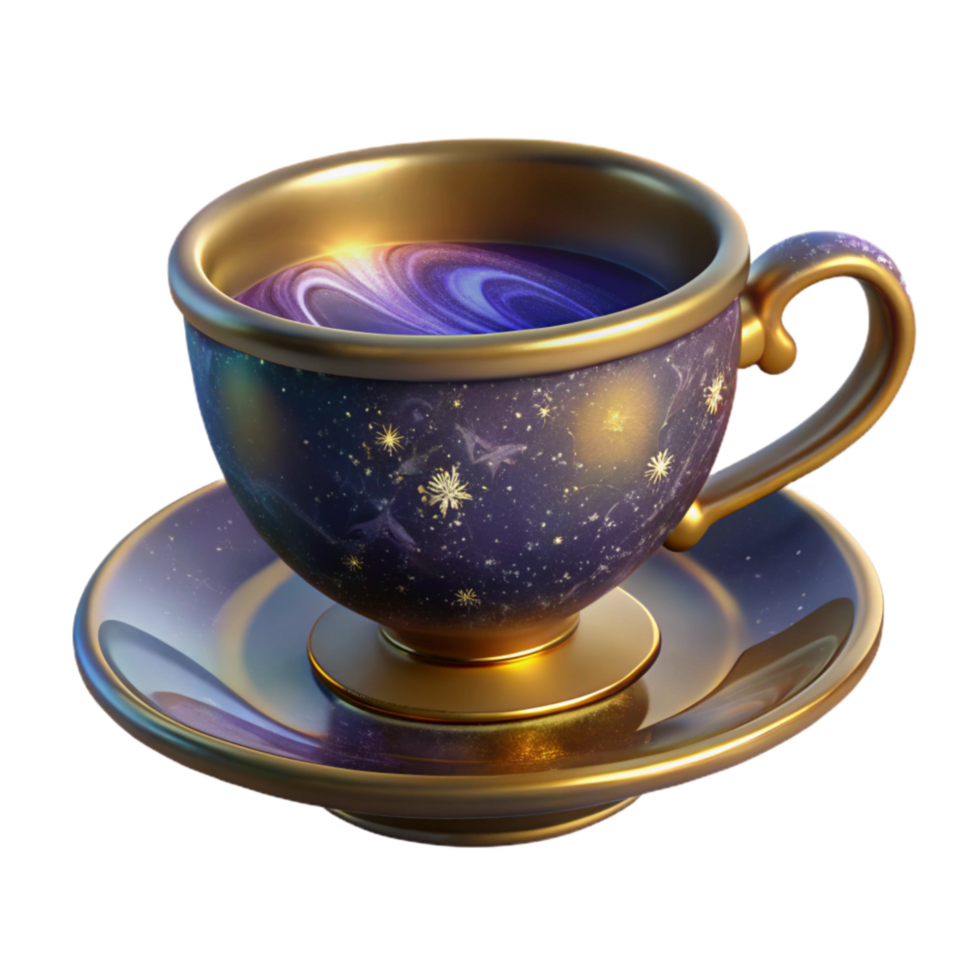 serene creative Vintage Teacup with Saucer Side View Isolated professional png