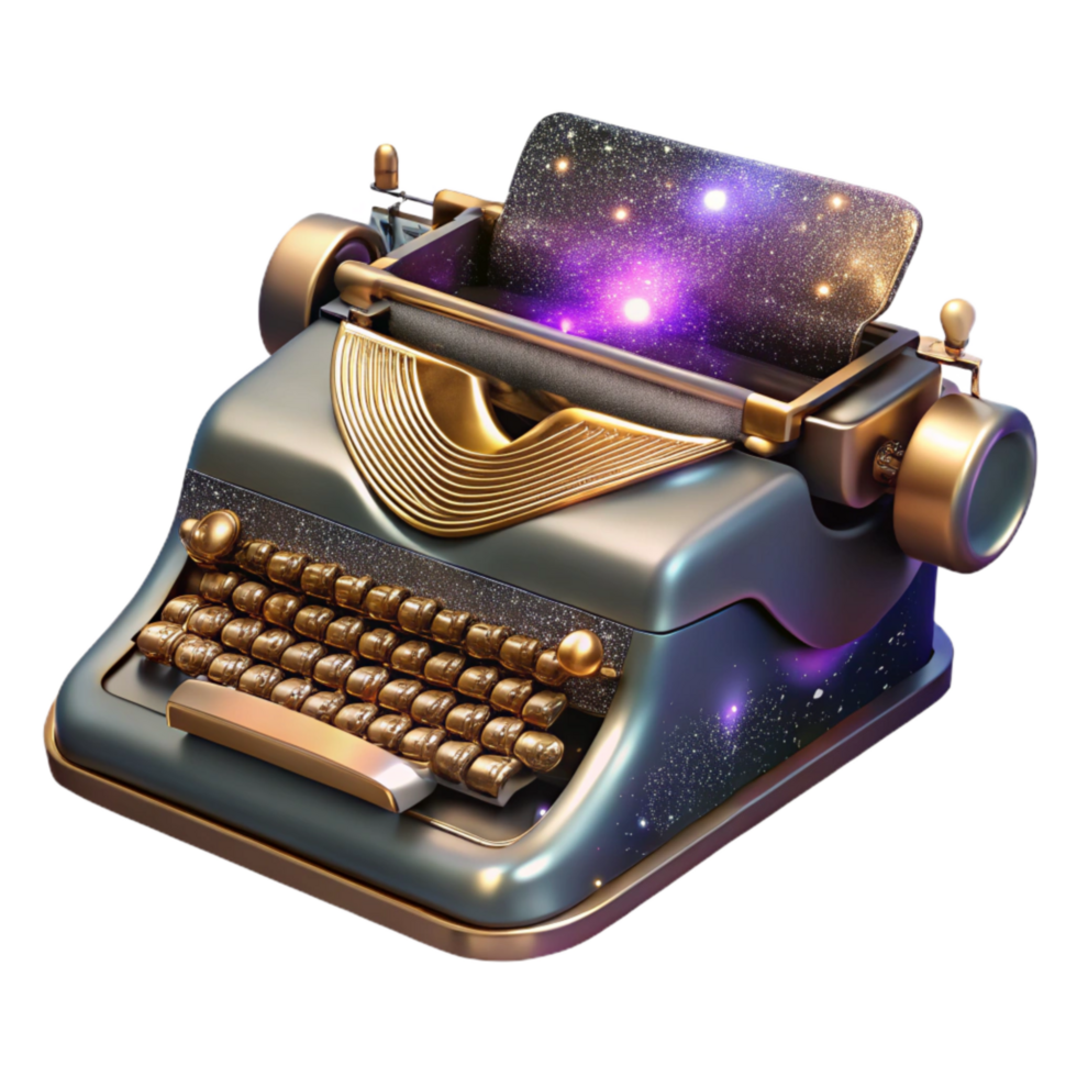 serene creative Vintage Typewriter Front View Cutout Element authentic png