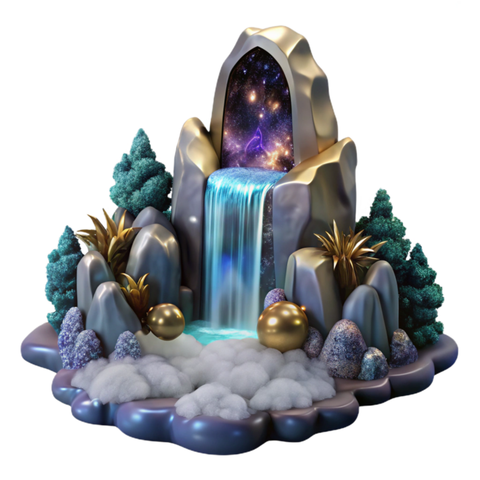 serene rustic Waterfall Cascading Into Mist Cutout detailed png