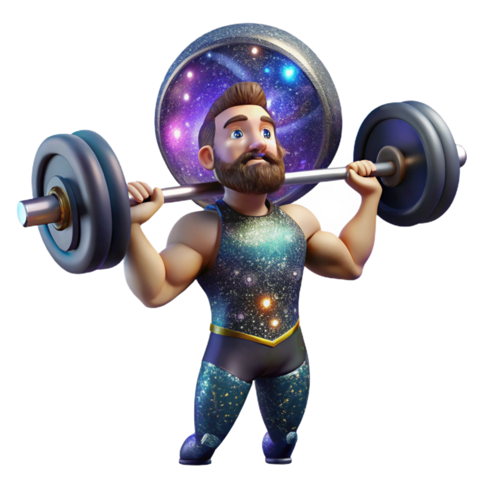 impressive artistic Weightlifter Holding Barbell Overhead Transparent Element original png
