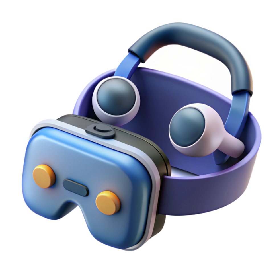 elegant rustic VR headset with controllers high quality png