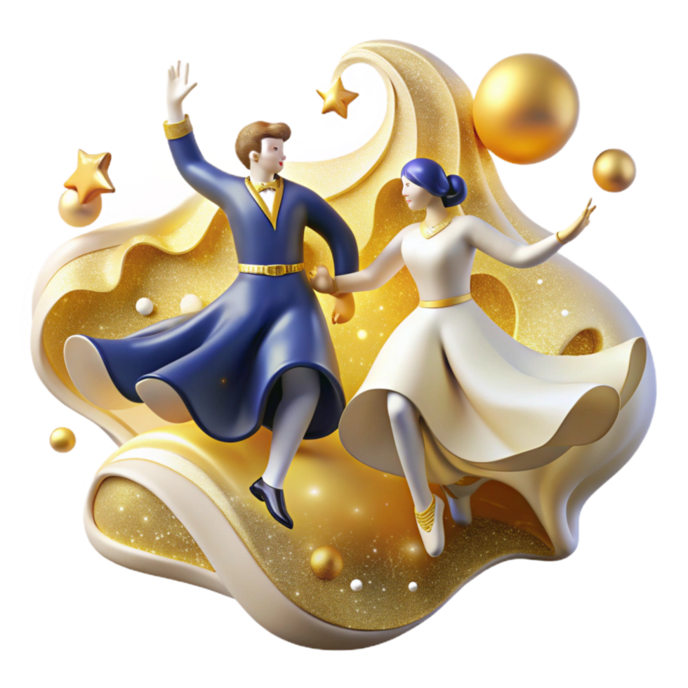 beautiful abstract Whimsical Waltz Dancers Cutout with Soft Focus detailed png