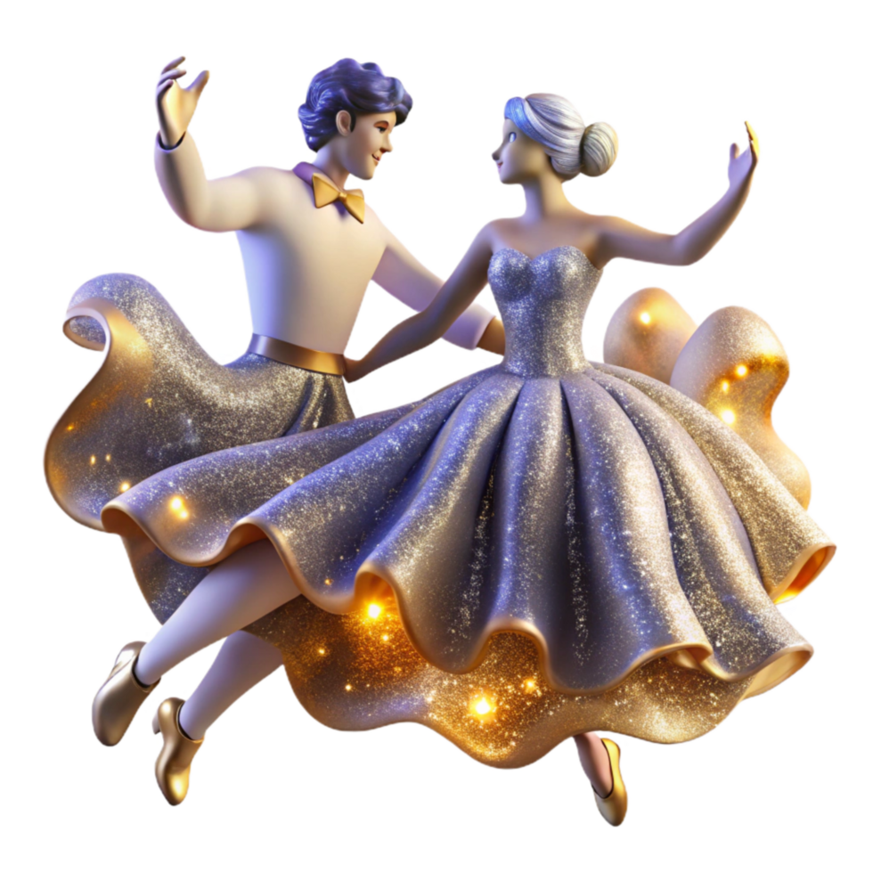 dramatic classic Whimsical Waltz Dancers Cutout with Soft Focus detailed png