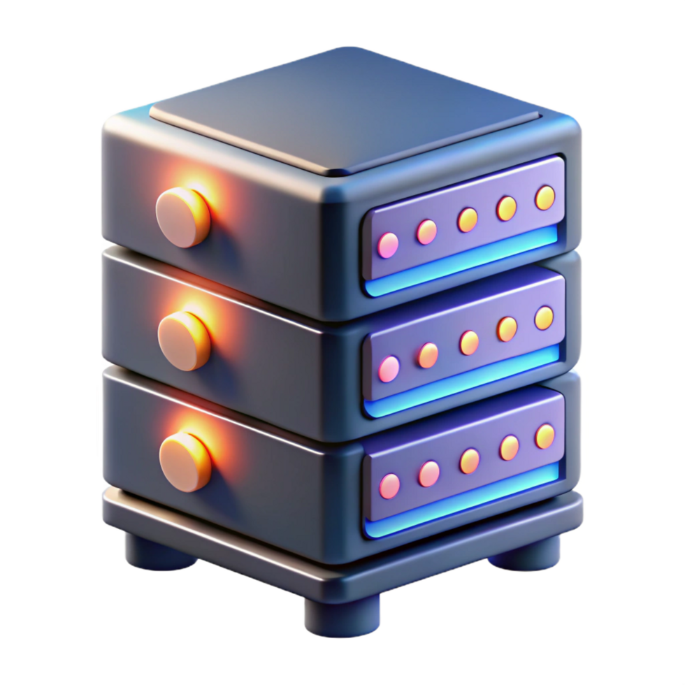 beautiful classic Server rack with blinking lights detailed png