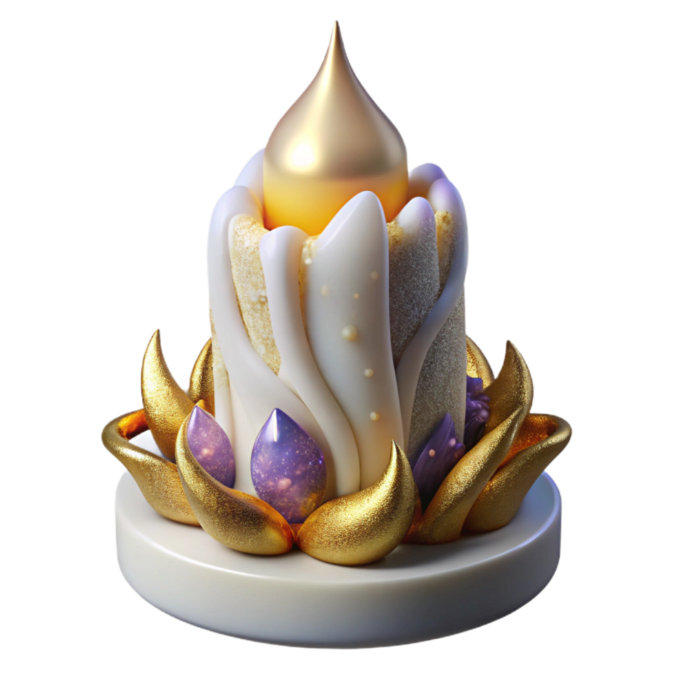 beautiful minimalist White Candle with Flame Isolated detailed png
