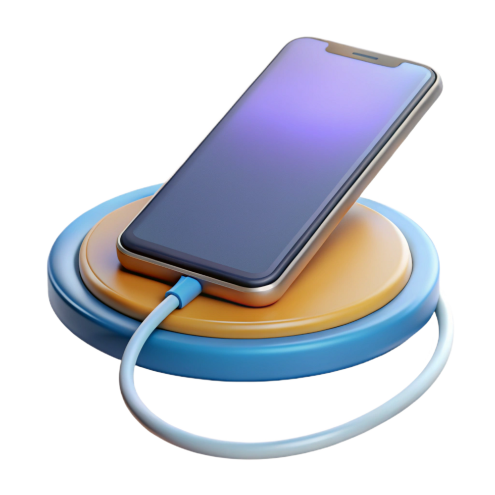 beautiful modern Smartphone charging on wireless charging pad original png