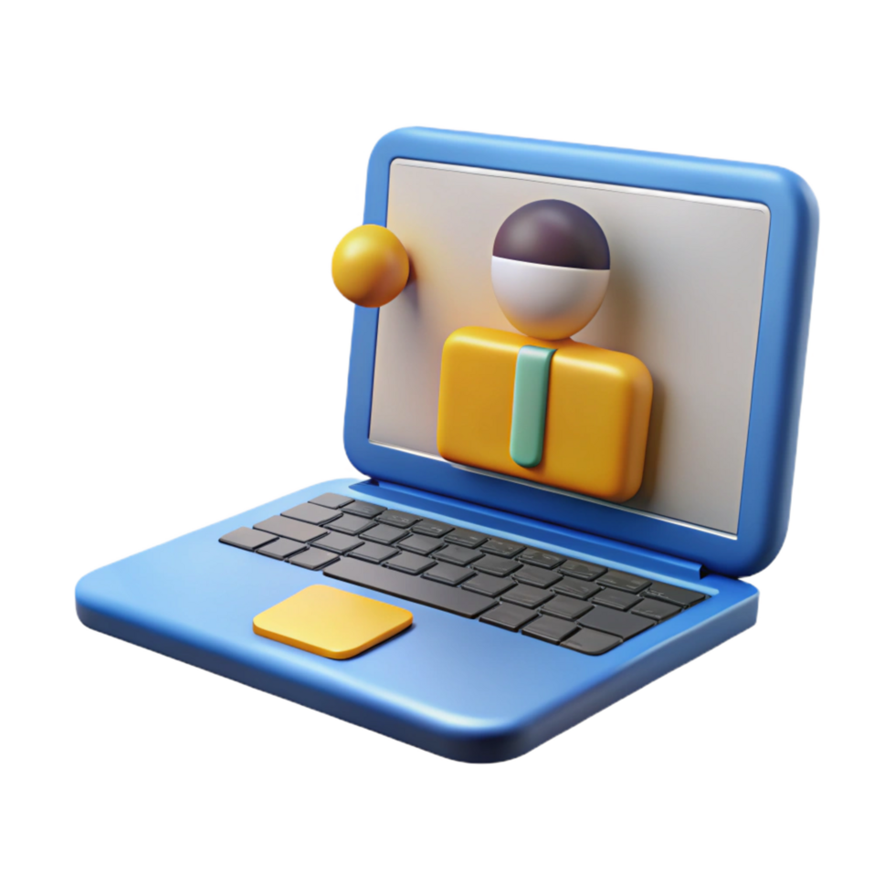 wonderful modern Laptop with conference on screen high quality png