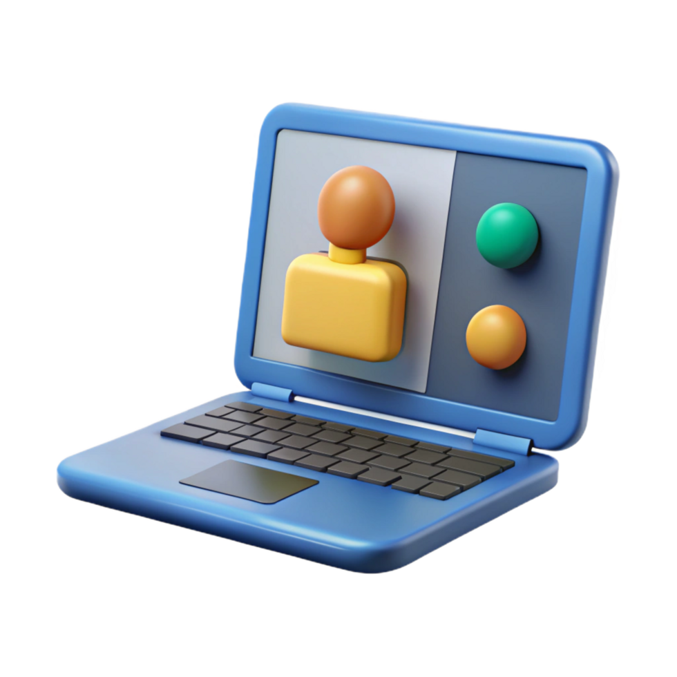 vibrant creative Laptop with conference on screen professional png