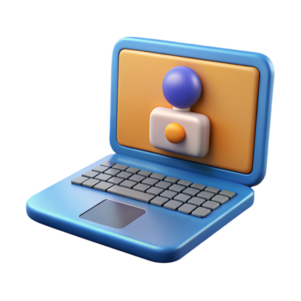 serene contemporary Laptop with conference on screen authentic png