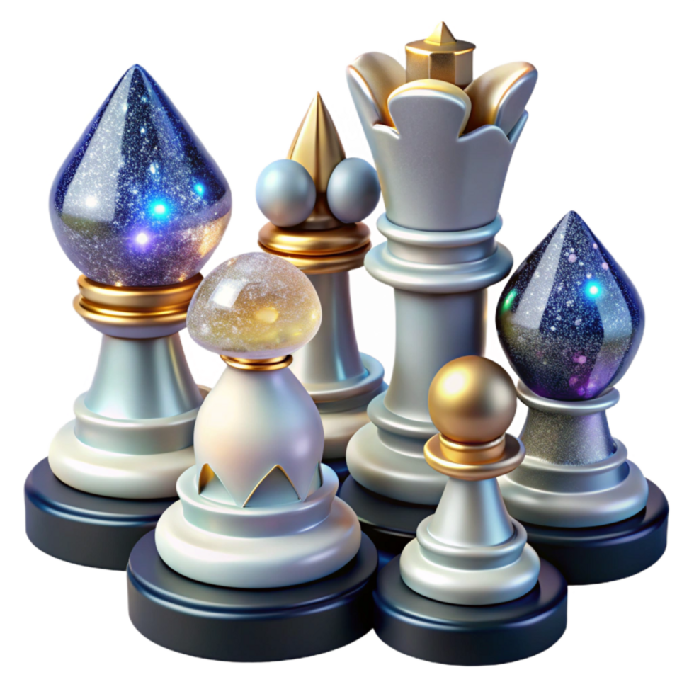 serene contemporary White Chess Pieces Set Transparent Background authentic png