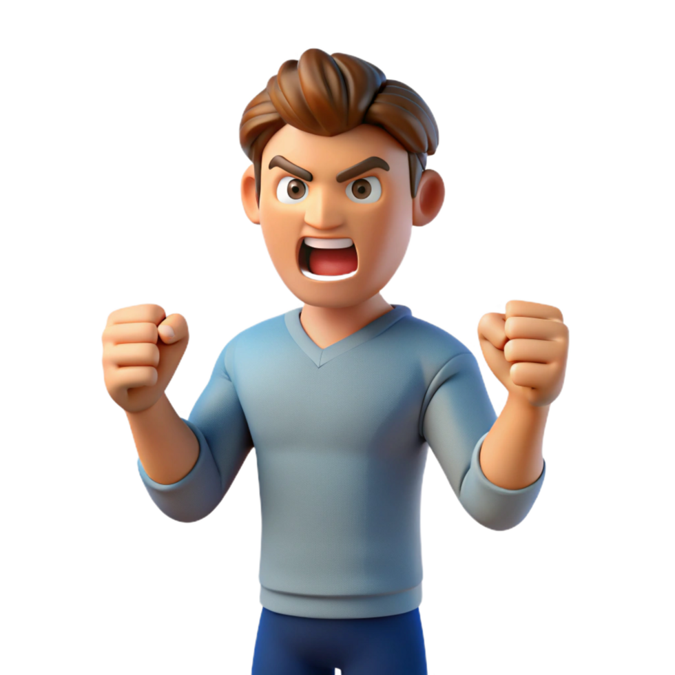 magnificent artistic Angry man, clenched fists, genuine png