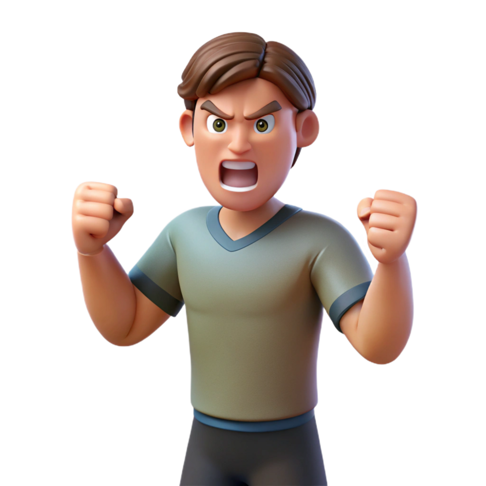 wonderful creative Angry man, clenched fists, detailed png