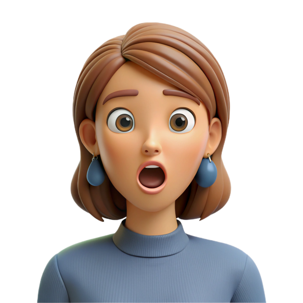 magnificent artistic Surprised woman, eyes wide open, premium png