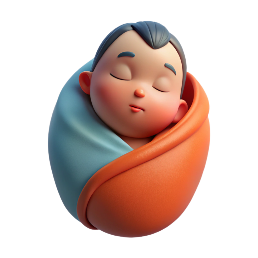 wonderful minimalist Sleeping baby, wrapped in a blanket, original png