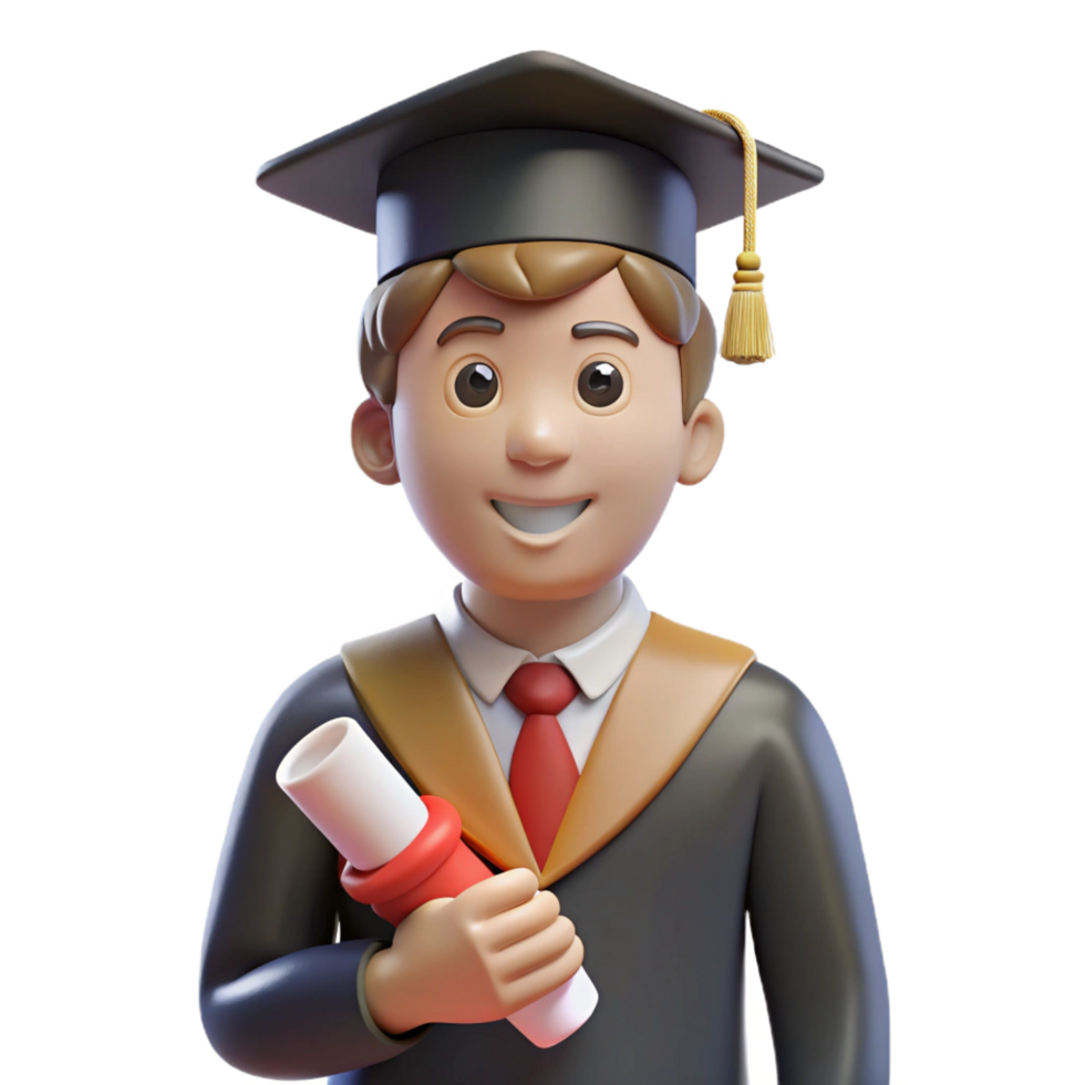 serene modern Graduate student, holding a diploma, 4K png