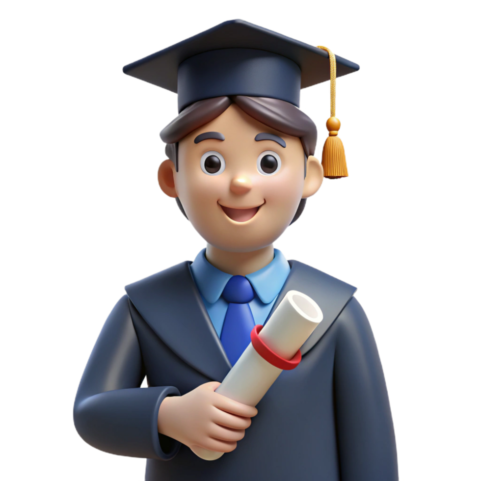 serene artistic Graduate student, holding a diploma, original png