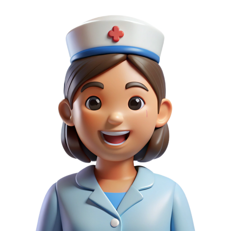 stunning minimalist Nurse in uniform, smiling, high quality png