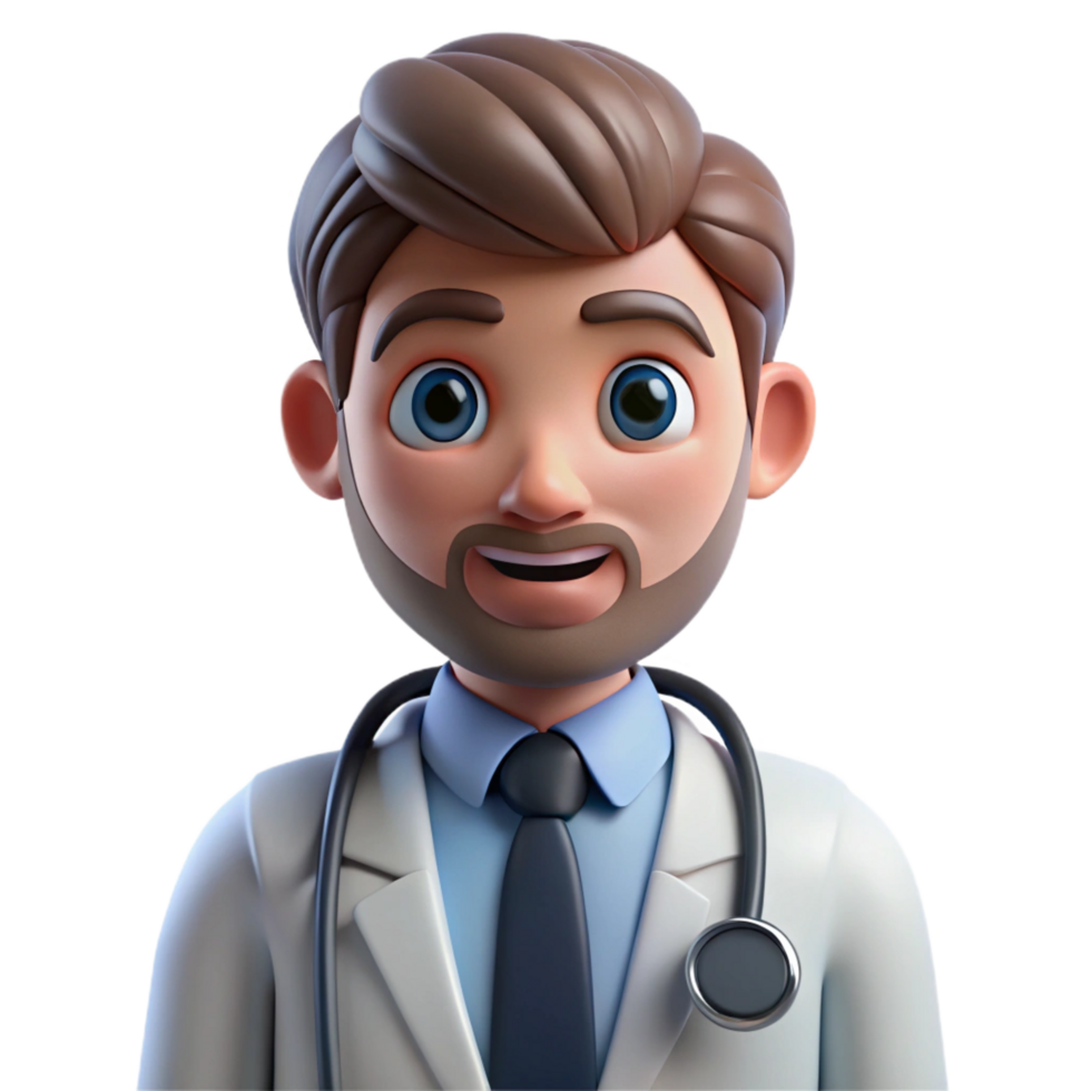 impressive artistic Doctor with stethoscope, serious expression, professional png