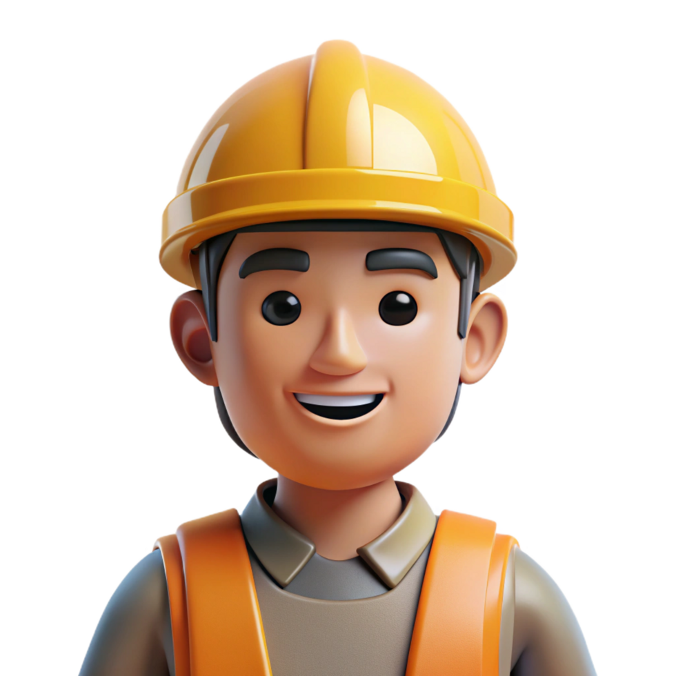 dramatic artistic Construction worker with hard hat, authentic png