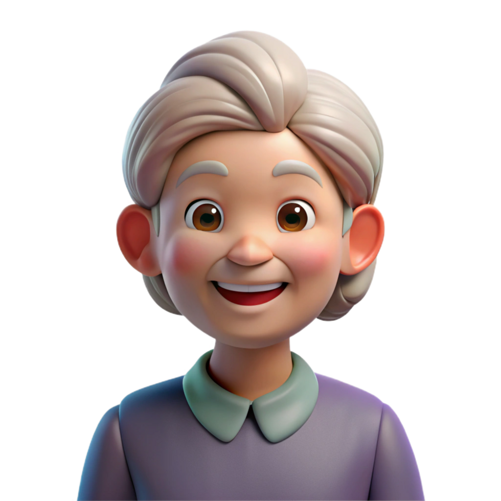elegant modern Elderly woman with wrinkles, smiling, original png