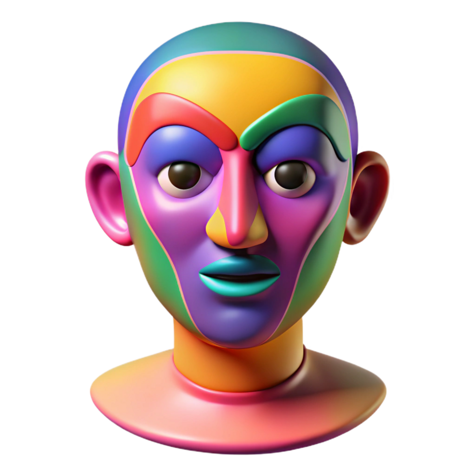 magnificent creative Abstract human face, colorful, detailed png