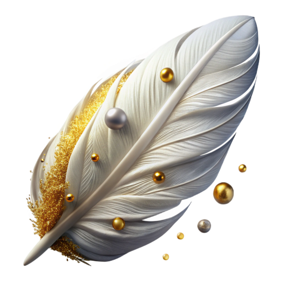 elegant minimalist White Feather Falling Downward Cutout high resolution png