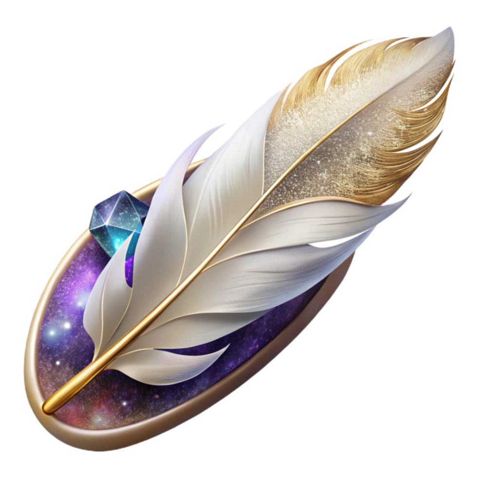 serene vintage White Feather Floating Angled View Element high quality png