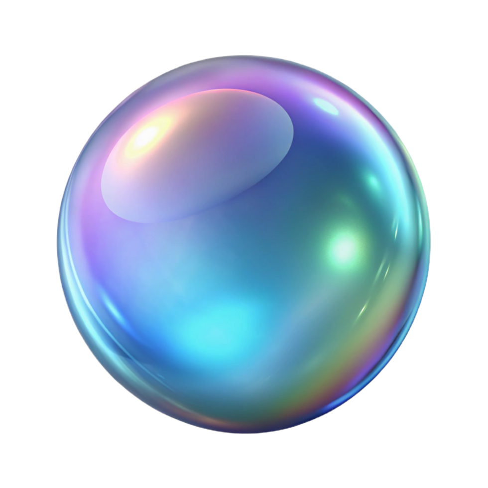 extraordinary minimalist A single, translucent bubble with iridescent sheen, genuine png