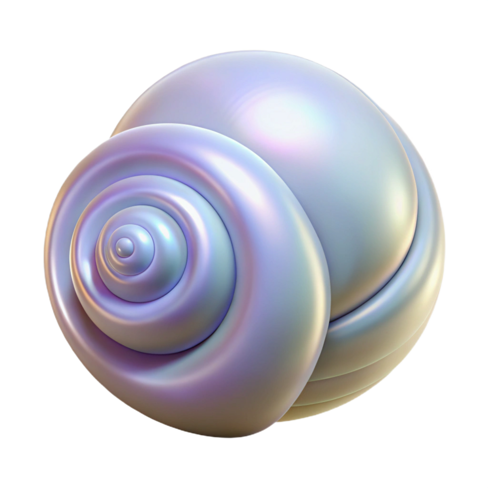 extraordinary artistic A single, perfect spiral shell with pearlescent texture, premium png