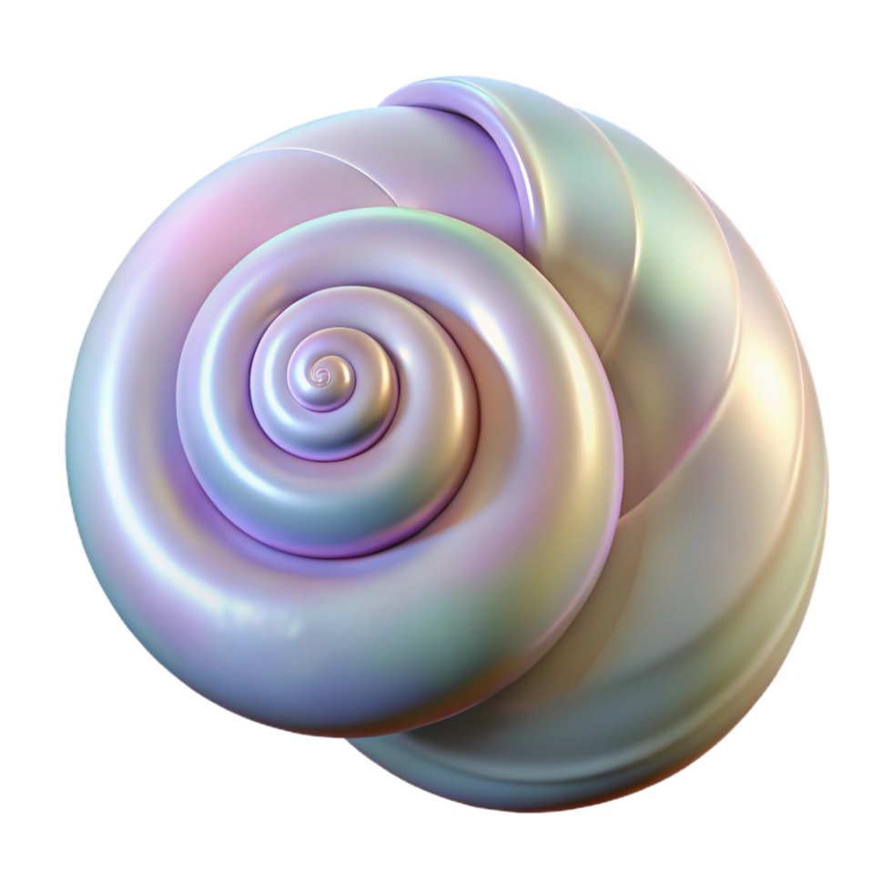 elegant contemporary A single, perfect spiral shell with pearlescent texture, high resolution png