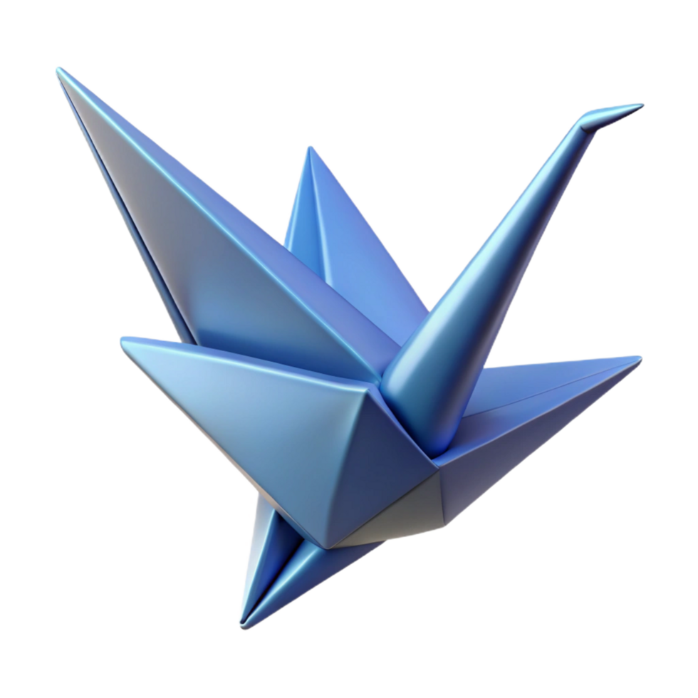 vibrant rustic A single, unfolding origami crane mid-flight, original png