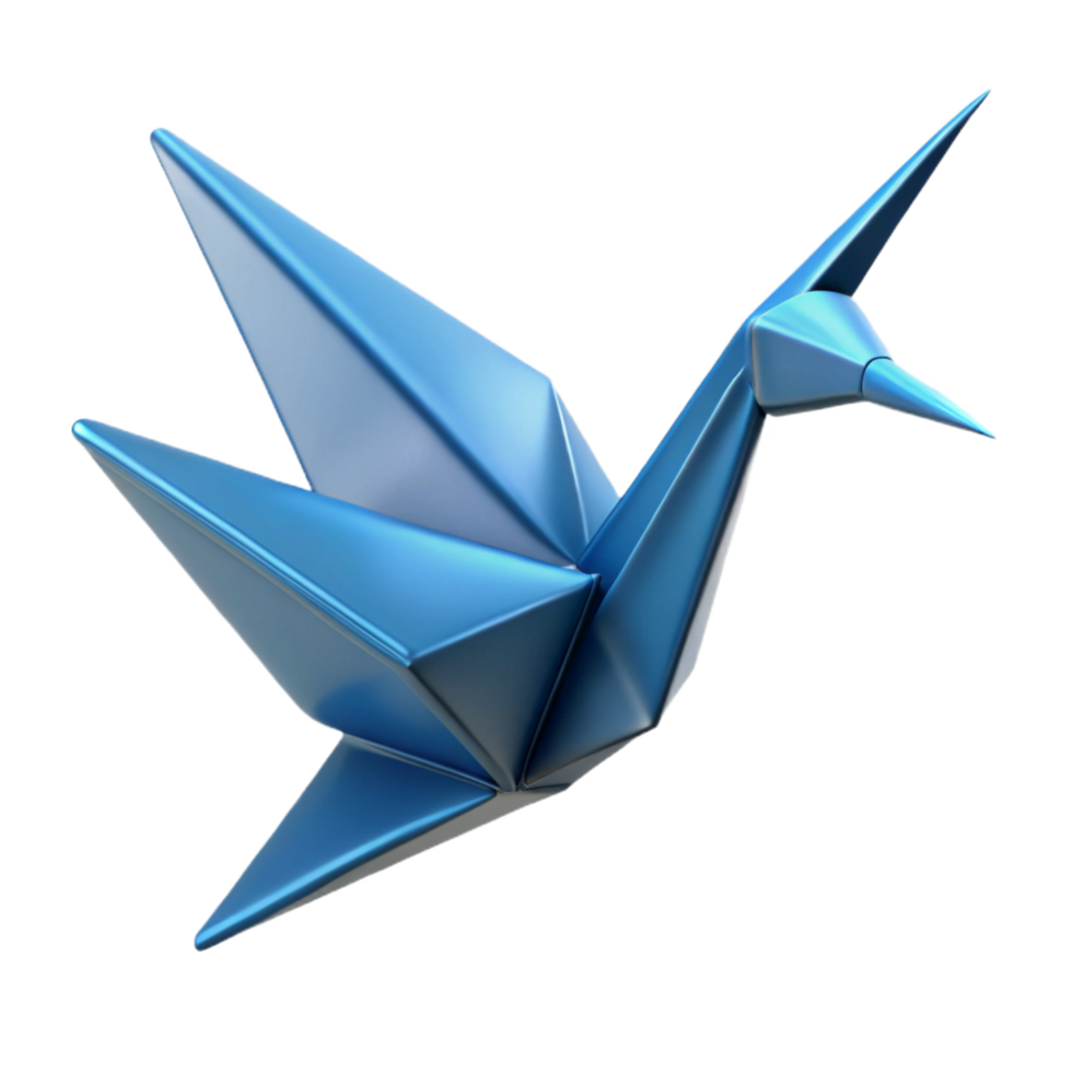 wonderful contemporary A single, unfolding origami crane mid-flight, authentic png
