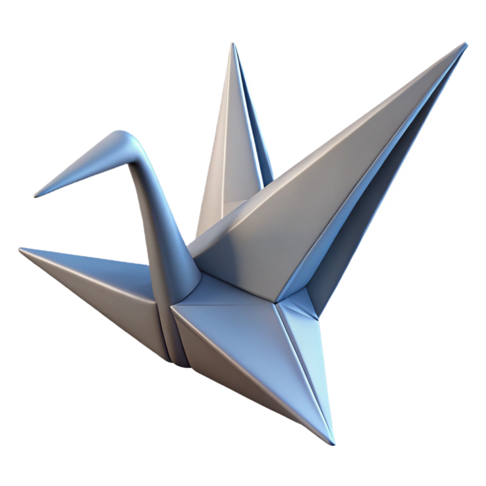 impressive traditional A single, unfolding origami crane mid-flight, high resolution png