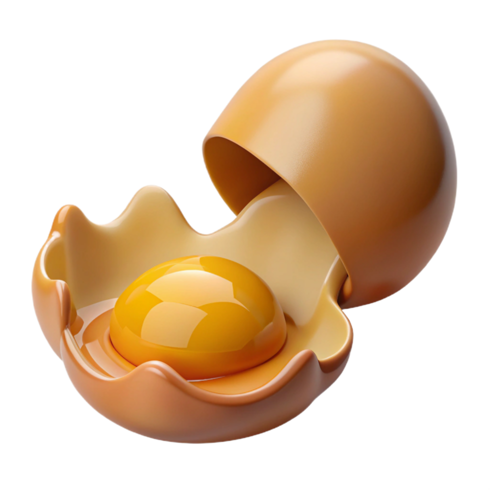serene vintage A single, cracked egg with golden yolk spilling out, detailed png
