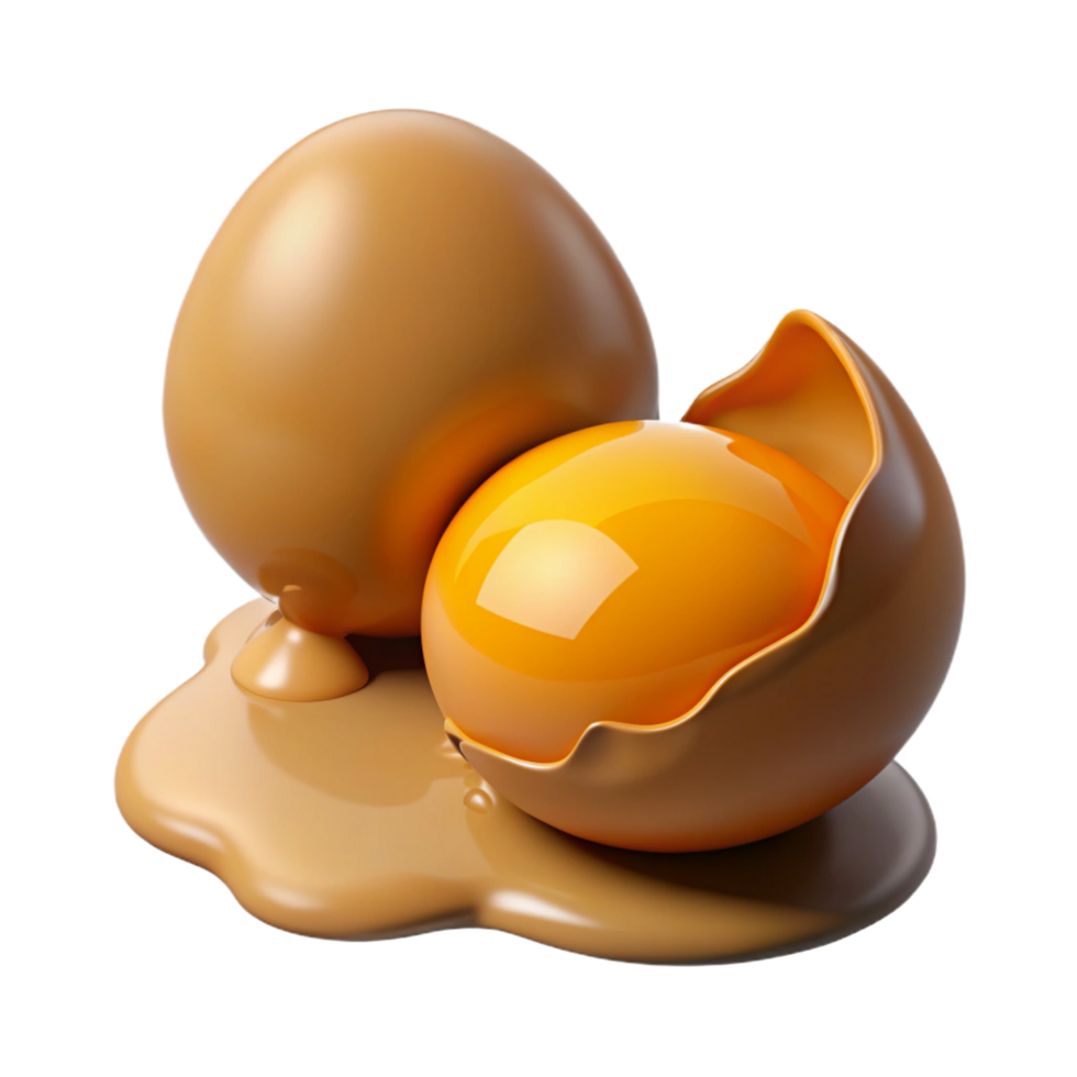 dramatic artistic A single, cracked egg with golden yolk spilling out, authentic png