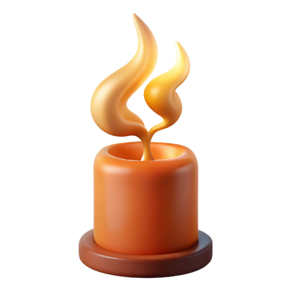 vibrant minimalist A single, burning candle flame with a wisp of smoke, 4K png