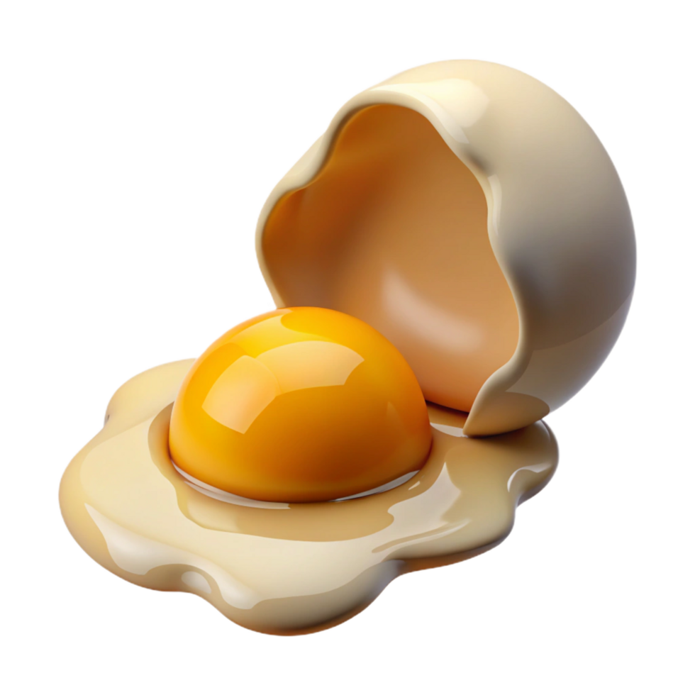 elegant modern A single, cracked egg with golden yolk spilling out, high resolution png