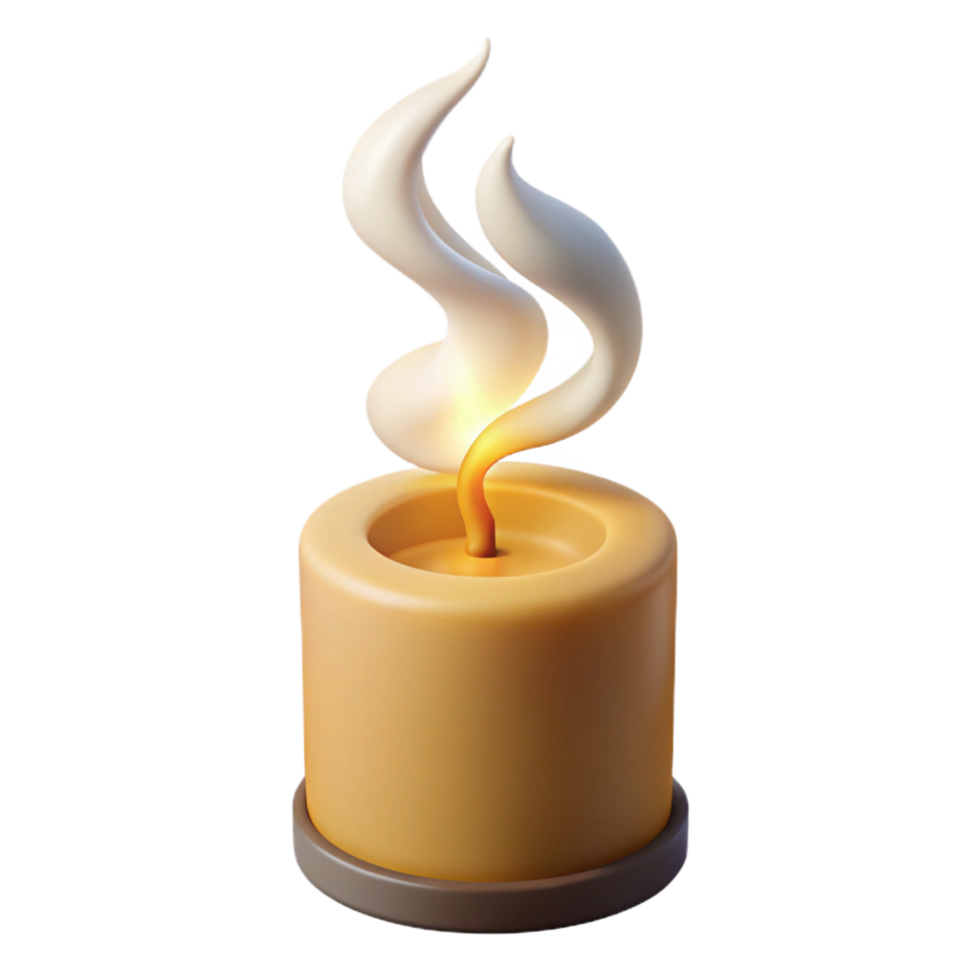 magnificent vintage A single, burning candle flame with a wisp of smoke, genuine png
