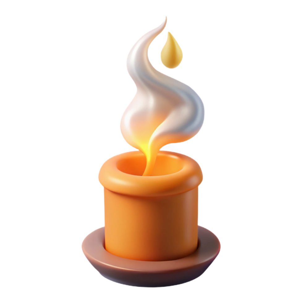 magnificent classic A single, burning candle flame with a wisp of smoke, detailed png