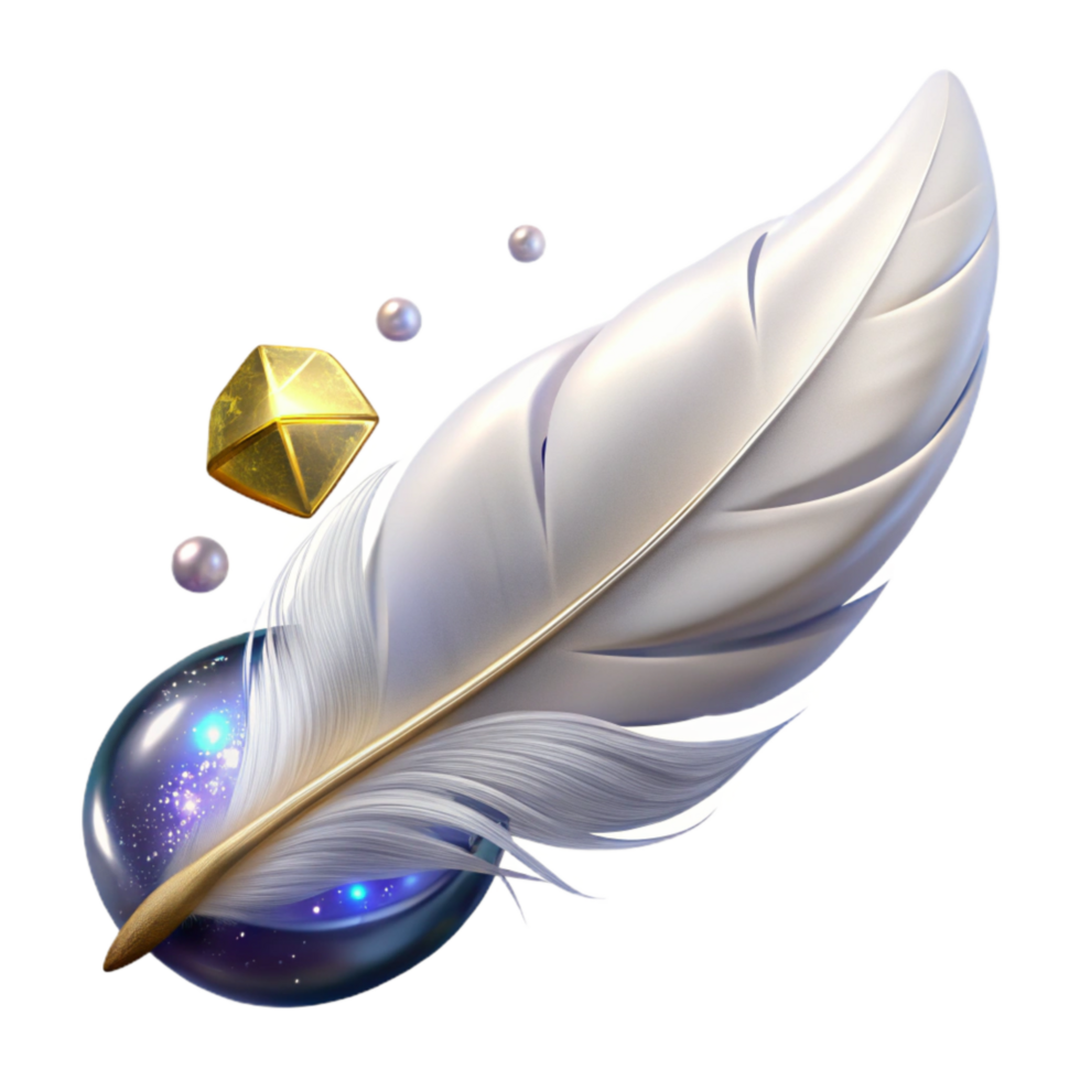 dramatic vintage White Feather Floating Transparent Background authentic png