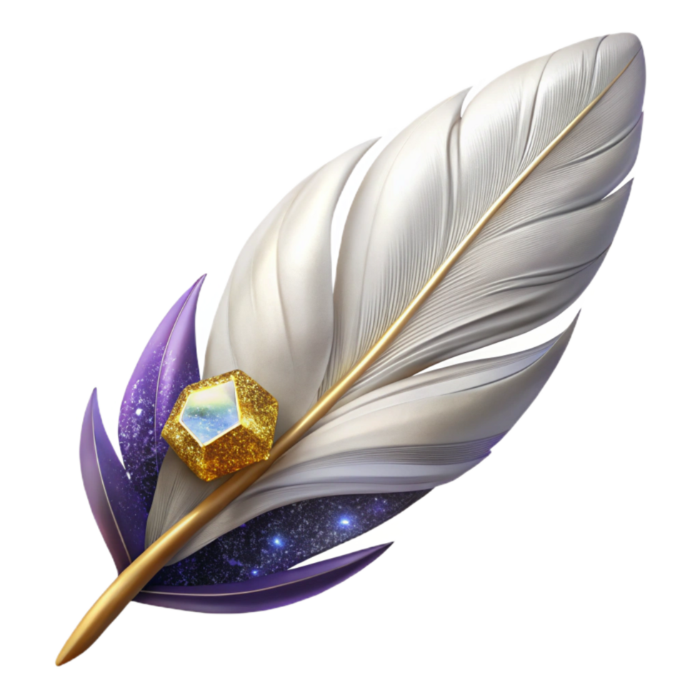 magnificent abstract White Feather Floating Side View Element png