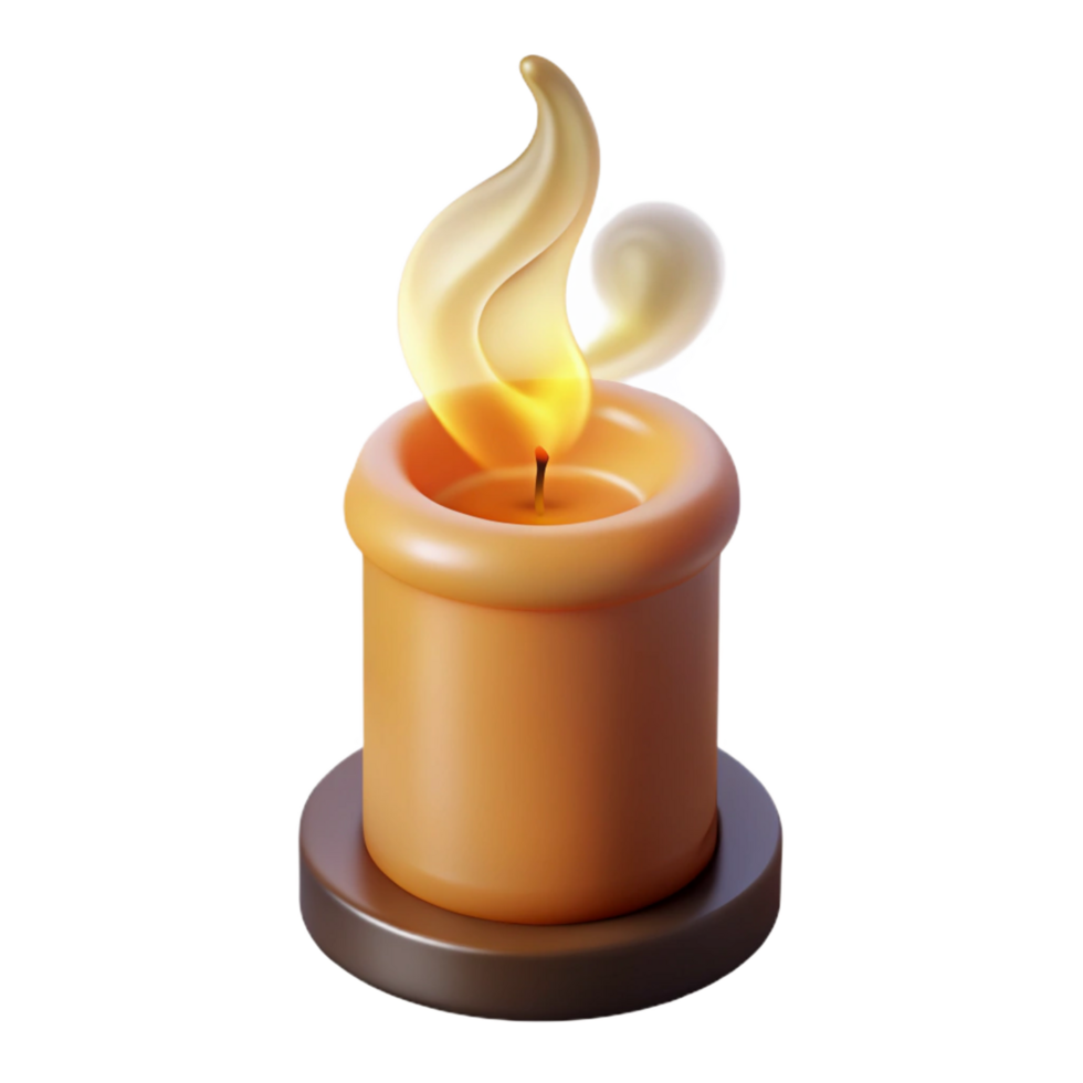 beautiful classic A single, burning candle flame with a wisp of smoke, high quality png