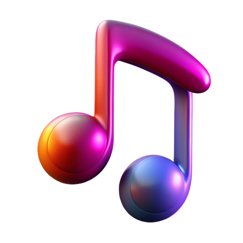 extraordinary modern A single, floating musical note with vibrant colors, authentic png