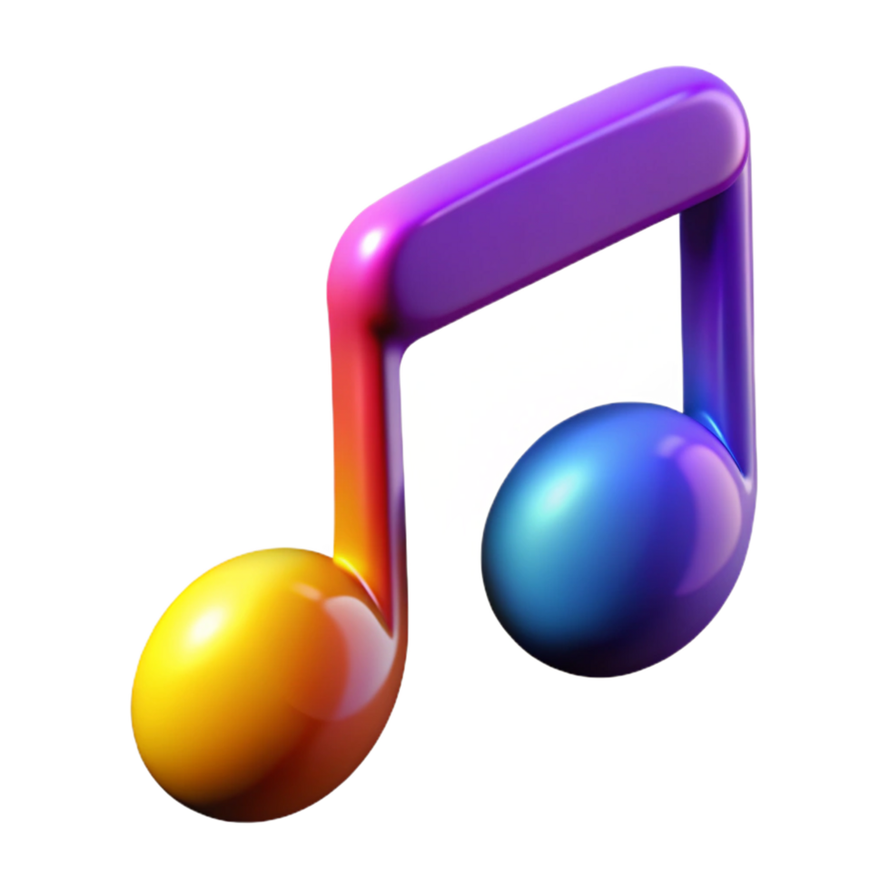 magnificent modern A single, floating musical note with vibrant colors, detailed png