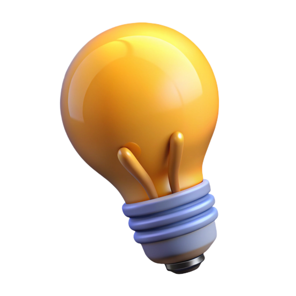 impressive abstract A single, stylized light bulb with glowing filament, genuine png