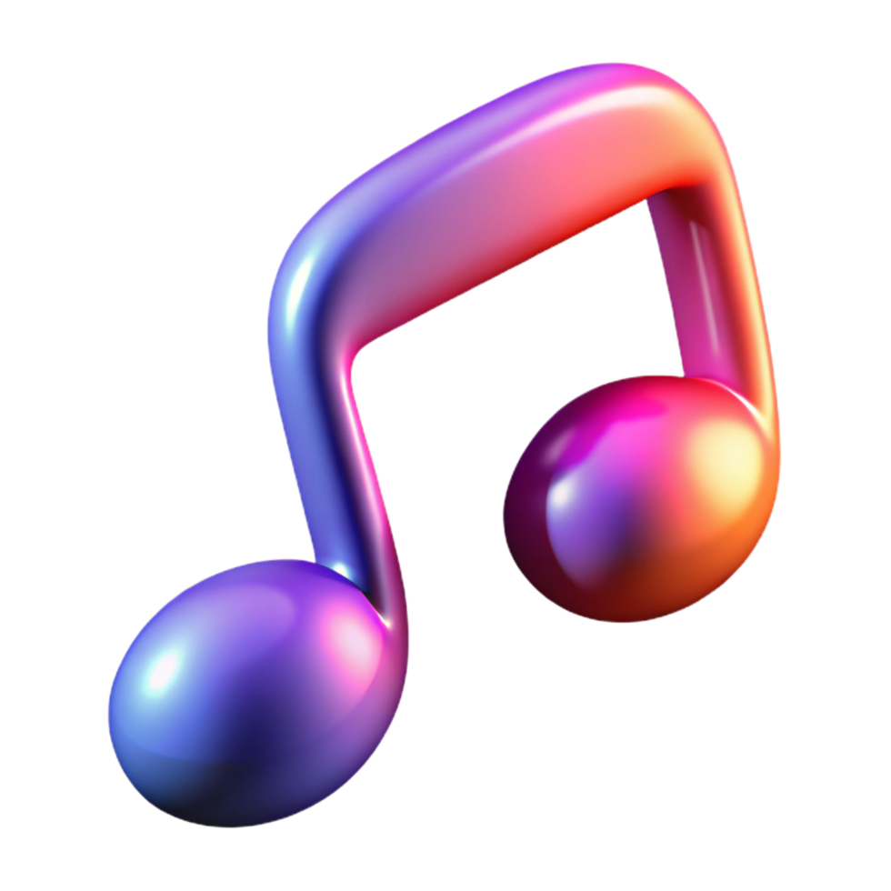 dramatic traditional A single, floating musical note with vibrant colors, professional png