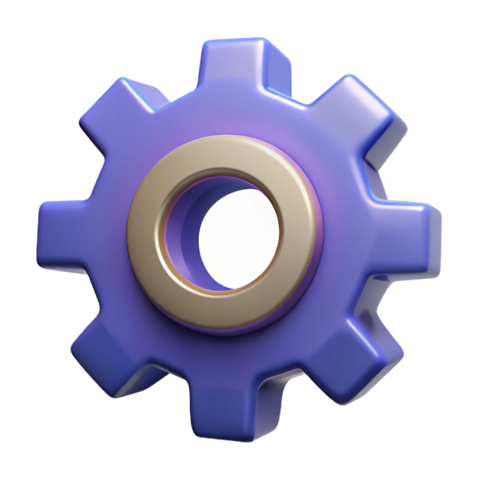 extraordinary modern A single, stylized gear cog with intricate teeth, exclusive png