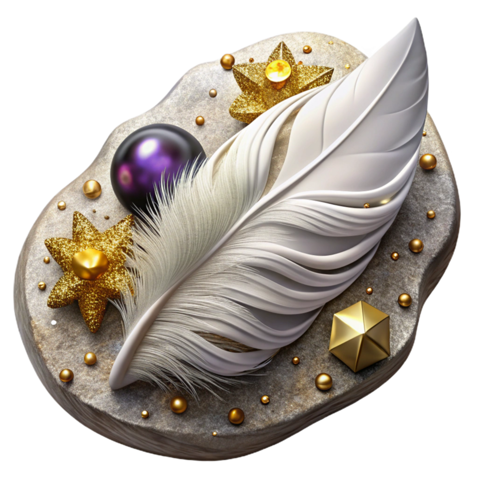 vibrant vintage White Feather Top View Cutout png