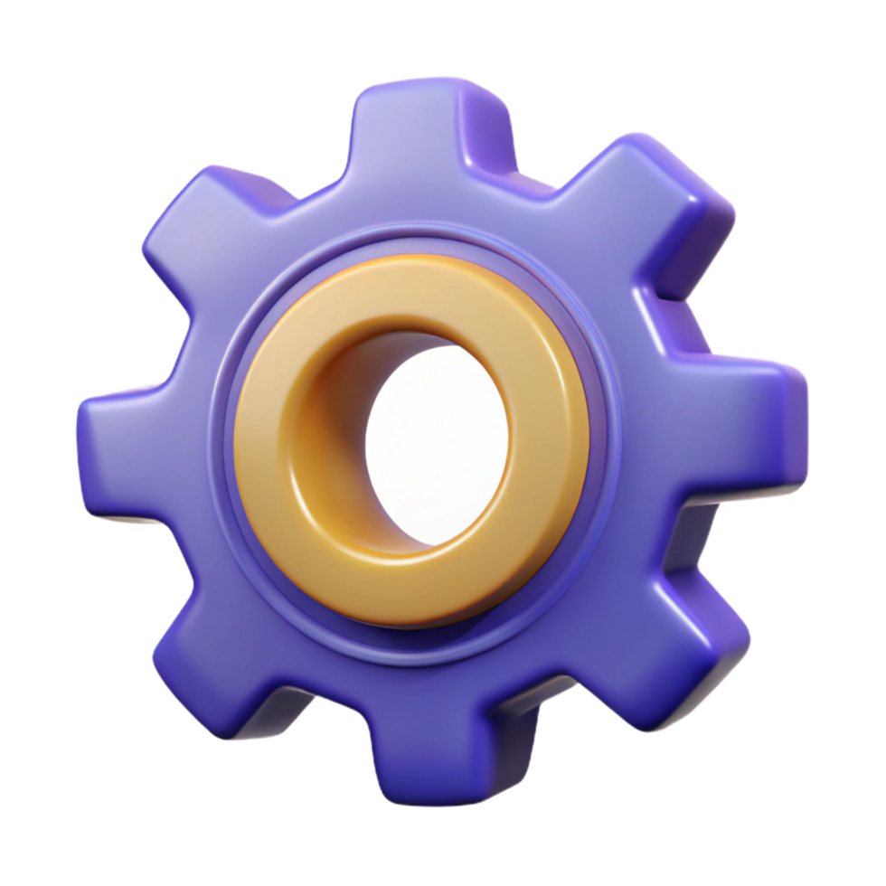 vibrant classic A single, stylized gear cog with intricate teeth, genuine png