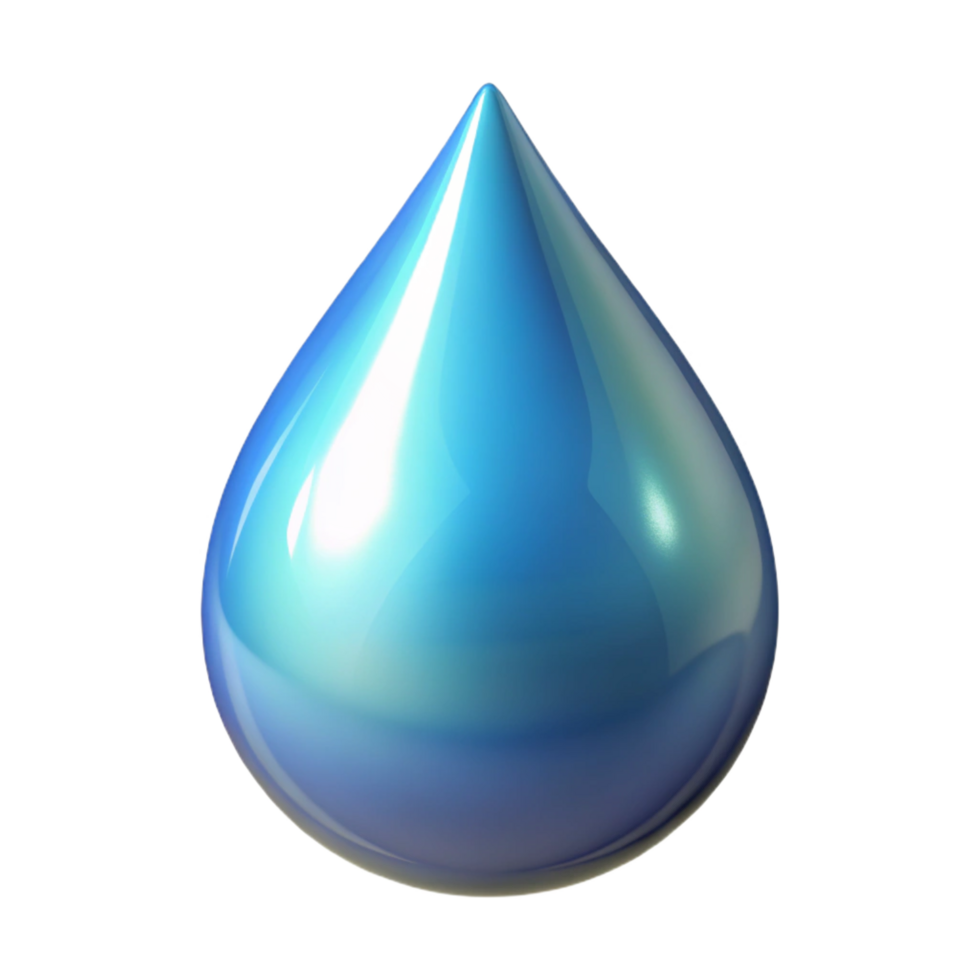 impressive modern A single, stylized raindrop with a refractive surface, 4K png